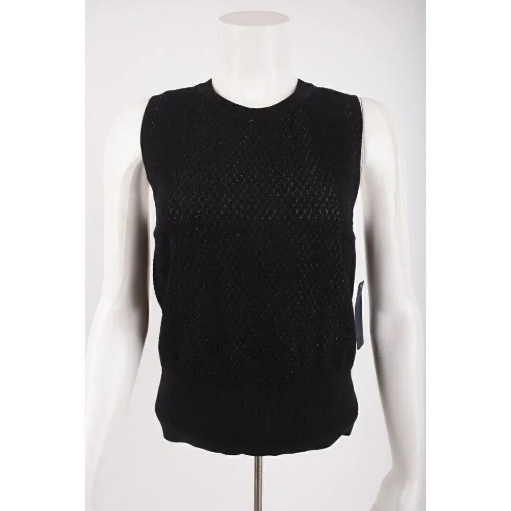 Rachel Roy Womans Shell Tank Top Shirt Camisole Size L Black Stretchy NWT